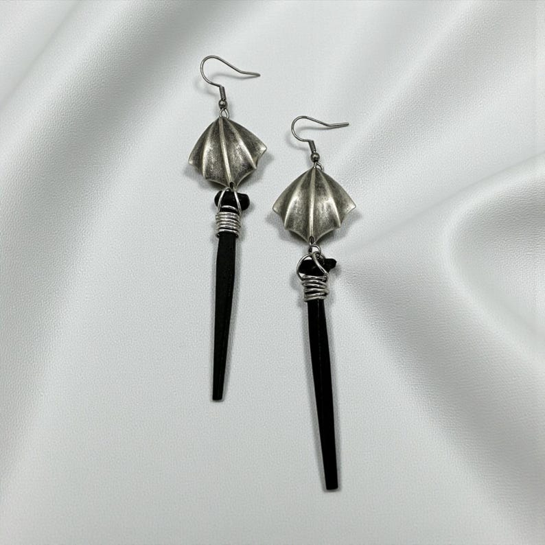 Coffin Nail Dangle Earrings: Gothic Vampire Jewelry image 1