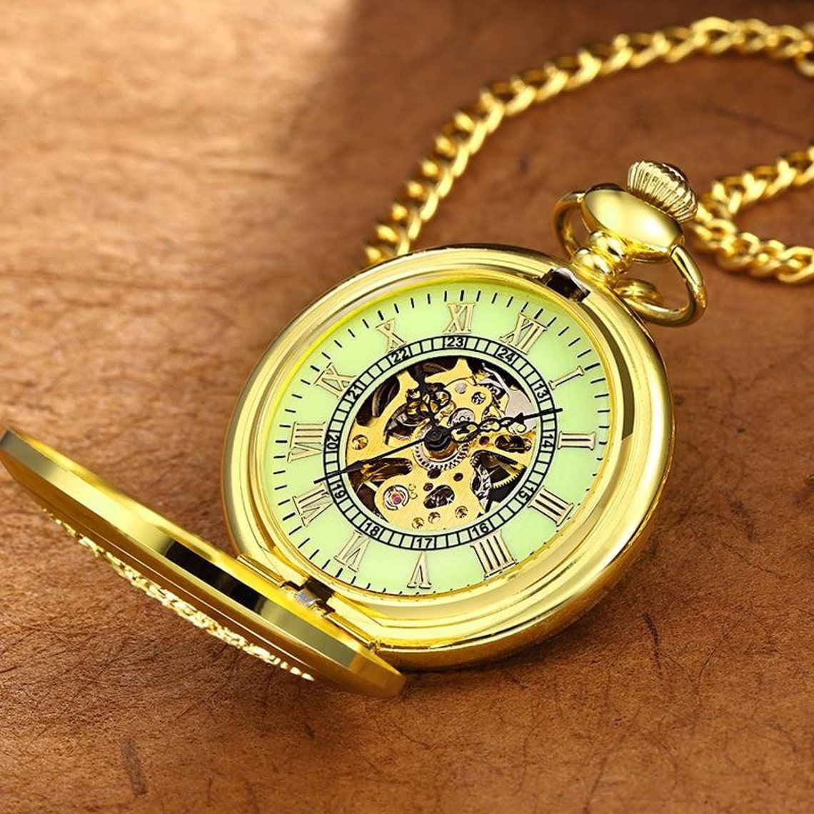 Gold Antique Vintage Style Mechanical Pocket Watch Glow in Etsy 日本