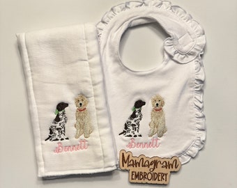 Monogrammed Custom Dog Burp Cloth or Bib