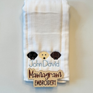 Monogrammed Three Labs Burp Cloth or Bib
