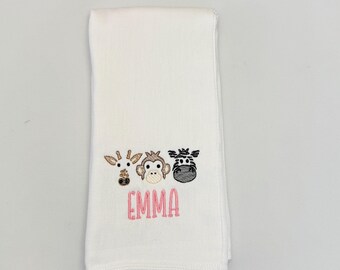 Monogrammed Zoo Burp Cloth or Bib