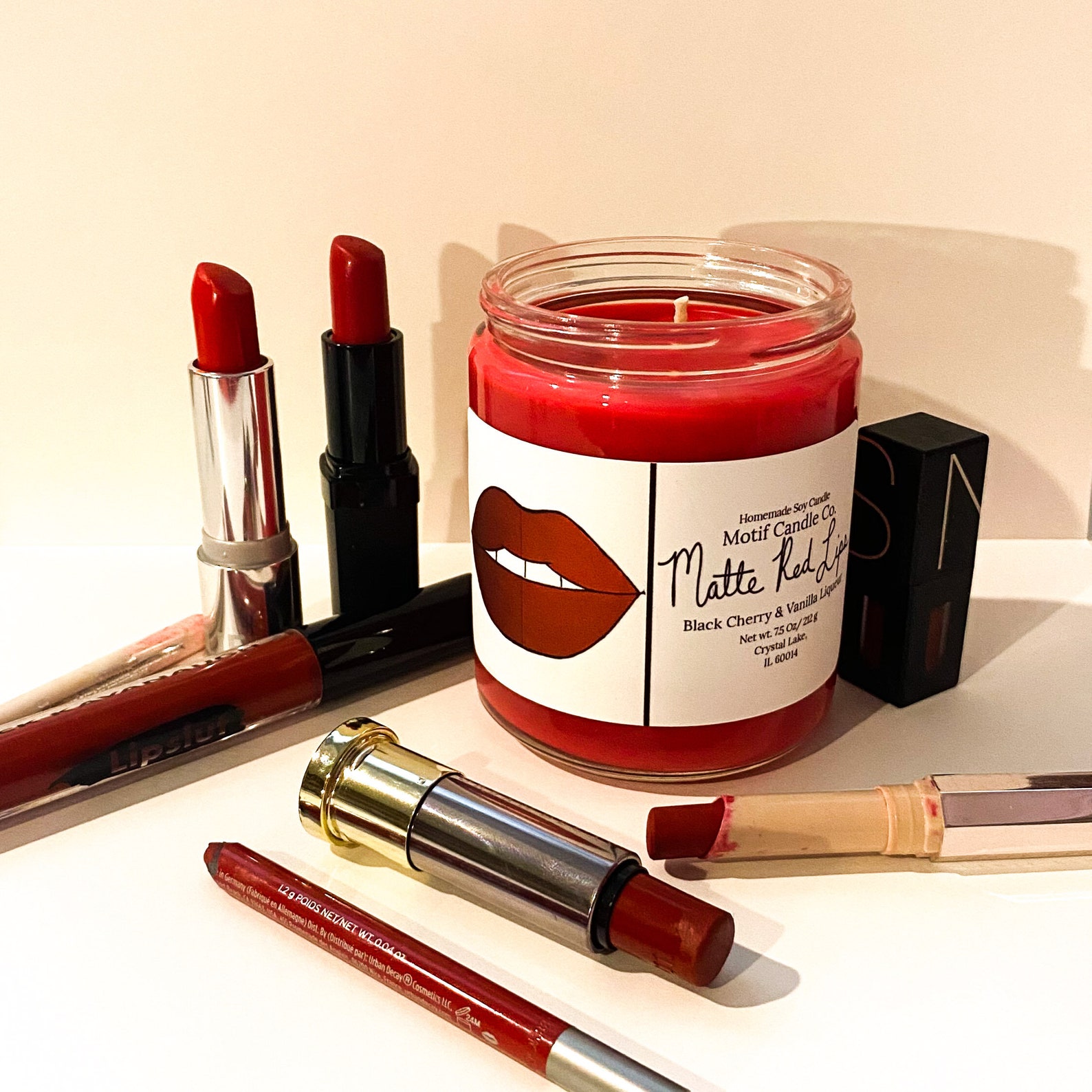 Matte Red Lips Handmade Soy Candle Etsy
