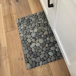 Esterilla de piedra de playa hecha a mano: masaje de pies con acupresión, decoración natural