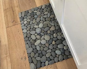 Handmade River Stone Mat – Acupressure Foot Massage, Natural Decor