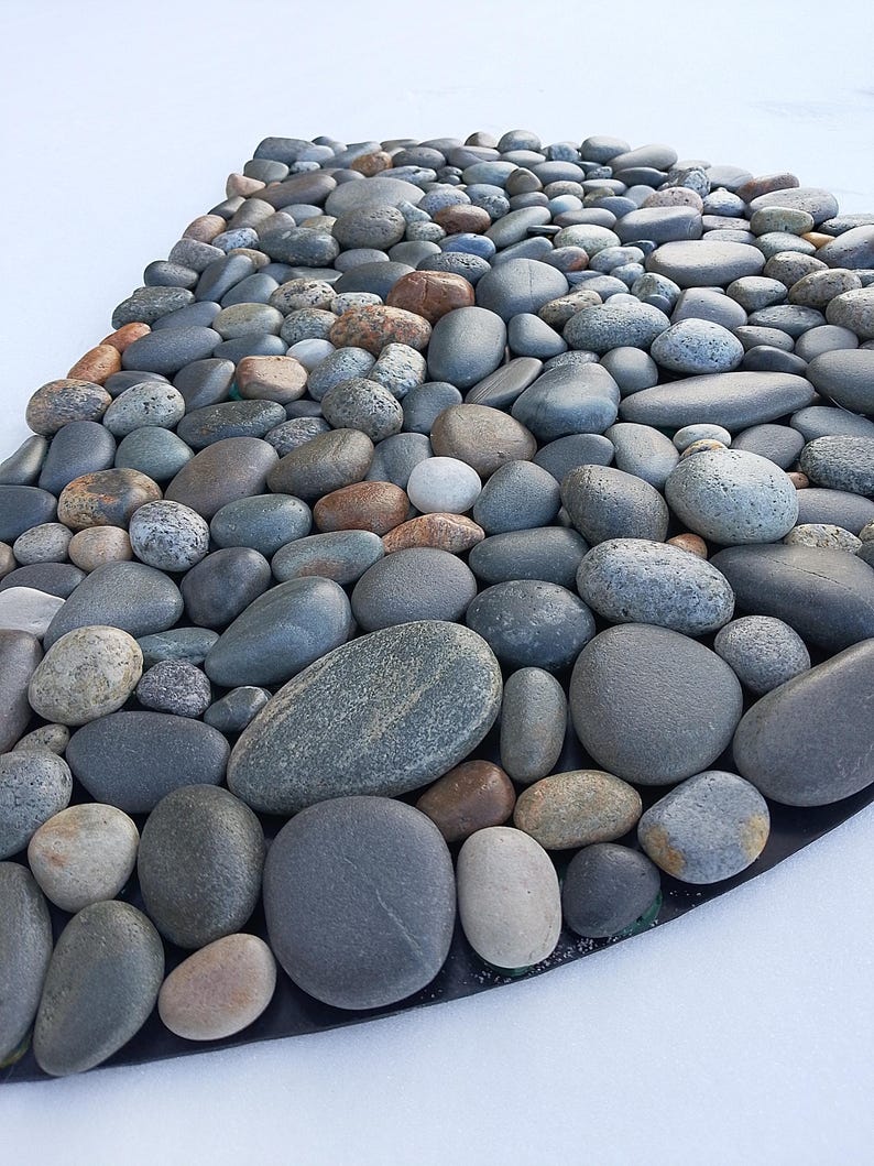 Standing Mat With Rocks Half Moon River Stone Mat – Handmade Natural Rock Massage Decor - Etsy