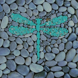 Handgemaakte libelsteenmat – natuurlijk vloerkleed kiezelsteen, spadecor (24 x 16)