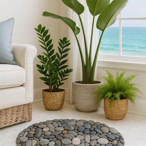 Handmade Oval 24x16 River Stone Mat – Natural Pebble Rug, Spa Bathroom Decor image 5