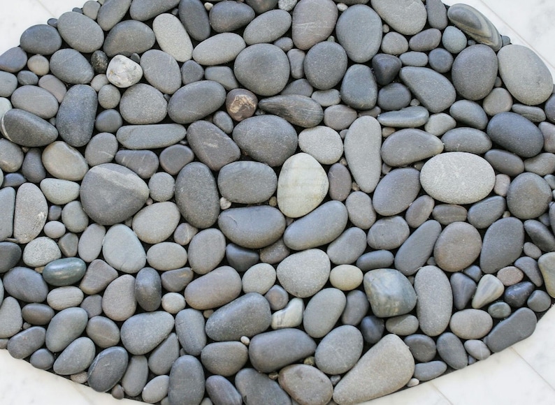 Handmade Oval 24x16 River Stone Mat – Natural Pebble Rug, Spa Bathroom Decor image 3