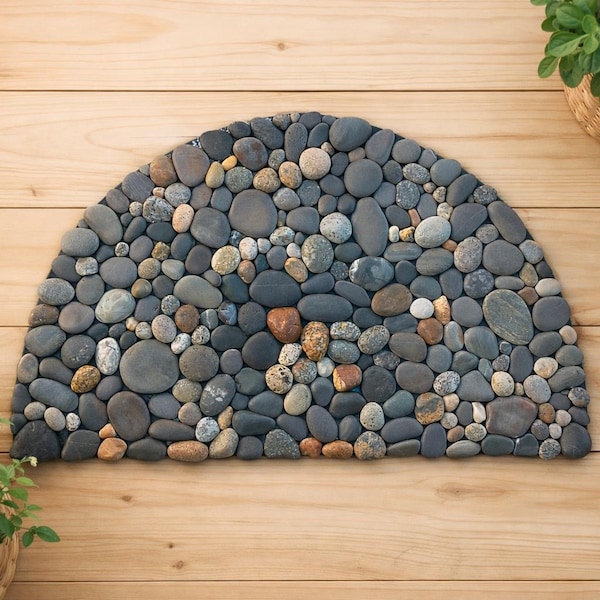 Half Moon River  Stone Mat – Handmade Natural Rock Massage Decor