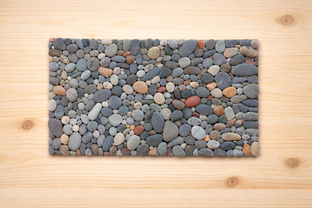 Building Stone Mat Handmade Multicolored River Stone Mat 30x18