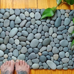 Esterilla de piedra de playa hecha a mano: masaje de pies, decoración inspirada en la naturaleza