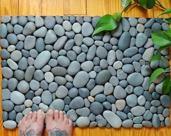 Handmade River  Stone Mat: Foot Massage, Nature Inspired Decor