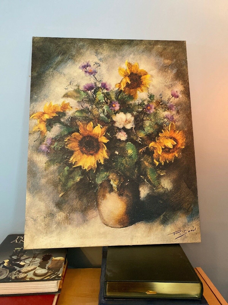 P. Sorel Signed Flower Painting On Canvas Large 22x27.5 | Etsy