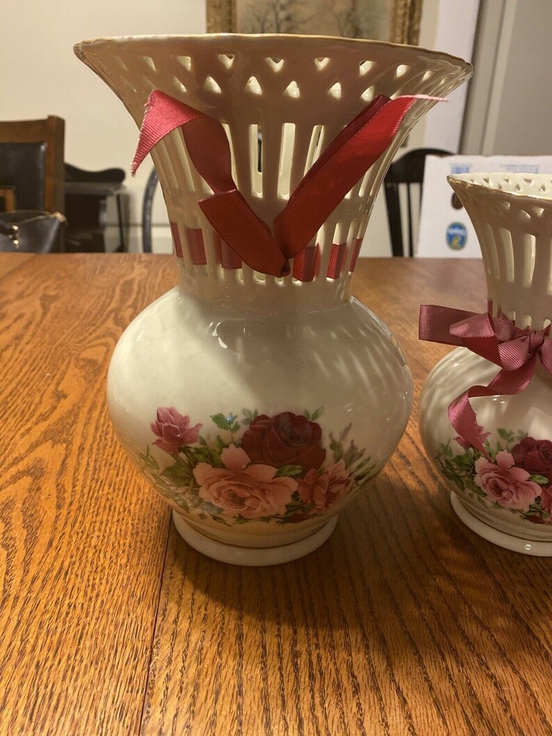 Set of 3 vases-formalities by baum bros. victorian rose | Etsy