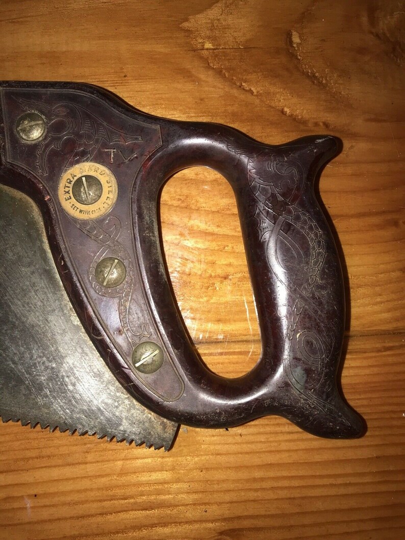 Antique Sandvik hand saw 271 26 Blade Ornate Handle Etsy