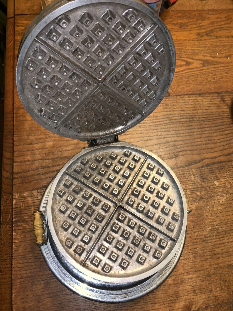 1920s universal waffle iron landers frary & clark chrome Etsy