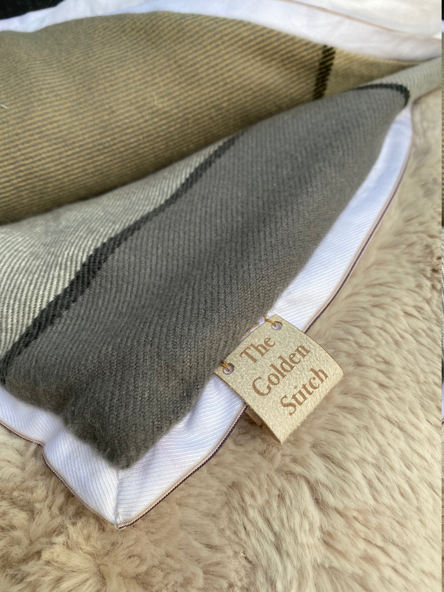 Dog Anxiety Blanket With Grey and Camel Flannel Plaid Duvet Etsy UK