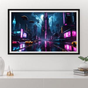 Futuristic city 2 printable digital download screensaver