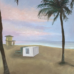 Sunset Beach Landscape Original Oil Painting, Icon, Tropical, Florida Beach print