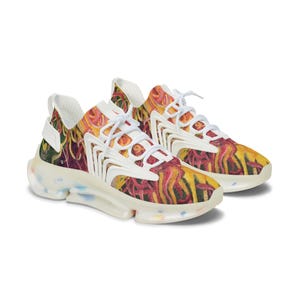 Chihuly Inspired Abstract Landscape Original Oil Painting Print On Mesh Sports Women&#39;s Sneakers