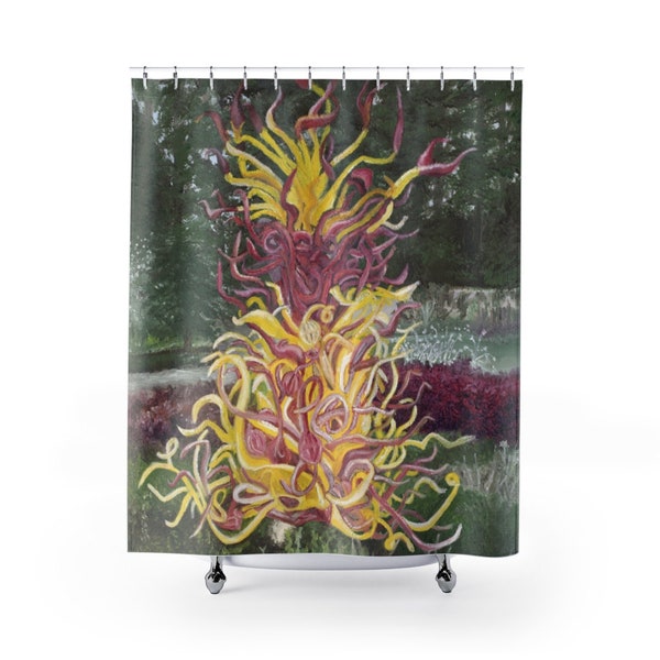 Chihuly Inspired Red Yellow Colorful Abstract Shower Curtain