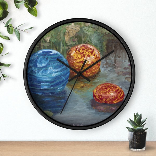 Harmony, Colorful Abstract Chihuly Glass Inspired Abstract Round Wall clock