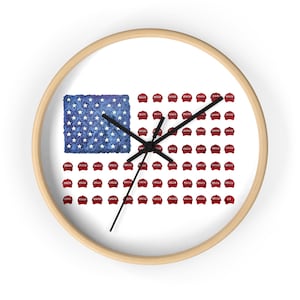 MAGA Hats on an American Flag Wall Clock