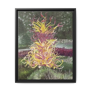 Framed Passion Tree Chihuly Inspired Glass Sculpture Orig Oil Painting Print