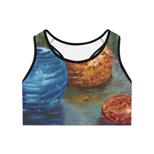 Abstract Landscape Painting, Chihuly Globes Glass On A Sports Bra (AOP)