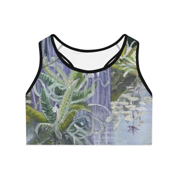 Chihuly Inspired Tropical Landscape Original Oil Painting Print On A Sports Bra (AOP)