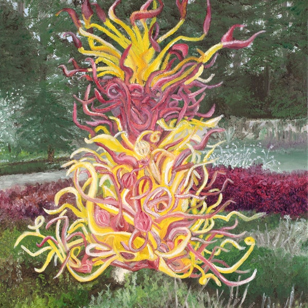 Chihuly Inspired Abstract Landscape Original Oil Painting Print