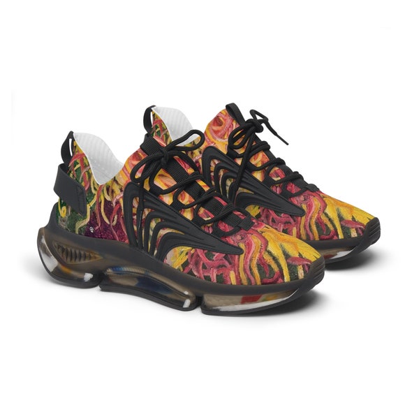 Chihuly Inspired Abstract Landscape Original Oil Painting Print On Mesh Sports Women's Sneakers