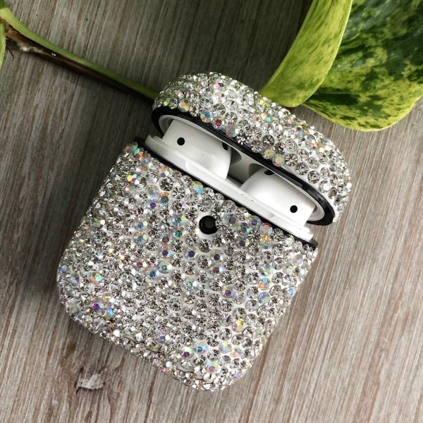 Rhinestone embellished cases, Cute air pod case, Apple AirPods, Bling Case, AirPod case with clip, Shockproof, Swarovski Rhinestones