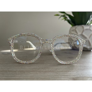 Clear eye glasses, Blue Light Blocking glasses, Women's fashion rhinestone Bling glasses