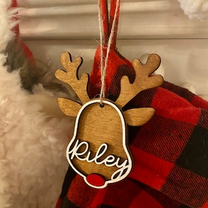 Personalized Reindeer Christmas Ornaments| Personalized Reindeer Christmas Stocking Tags | Personalized Christmas Gifts