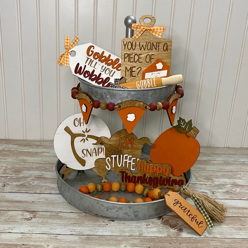 Thanksgiving Tiered Tray Décor Wood Fall Décor Etsy