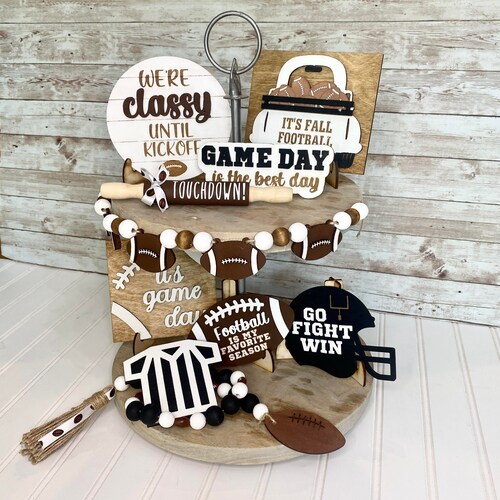 Football Tiered Tray Set Football Home Decor Fall Etsy