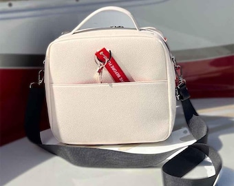 Female Pilot Flight Bag in Cream with Pink lining