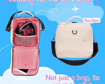 Female Pilot Flight Bag in Cream with Pink lining