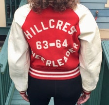 Vintage Varsity Jacket Michelle Monogram Red White Cheer 