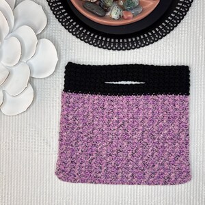 Purple Paint Splatter and Black Handmade Crochet Handbag / Purse