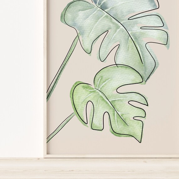 Monstera Leaf Watercolour Painting Digital Download | Etsy