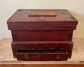 Primitive Chest, Vintage Tool Chest, Storage Chest, Vintage Wood Chest, Machinist Chest, Vintage Storage Trunk, Tool Chest, Antique Chest