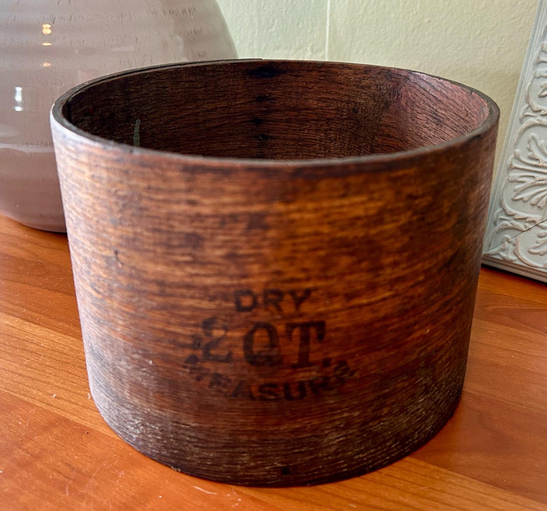 Vintage Dry Measure, Bentwood, Vintage Bentwood, Grain Bucket, Dry 2 QT ...