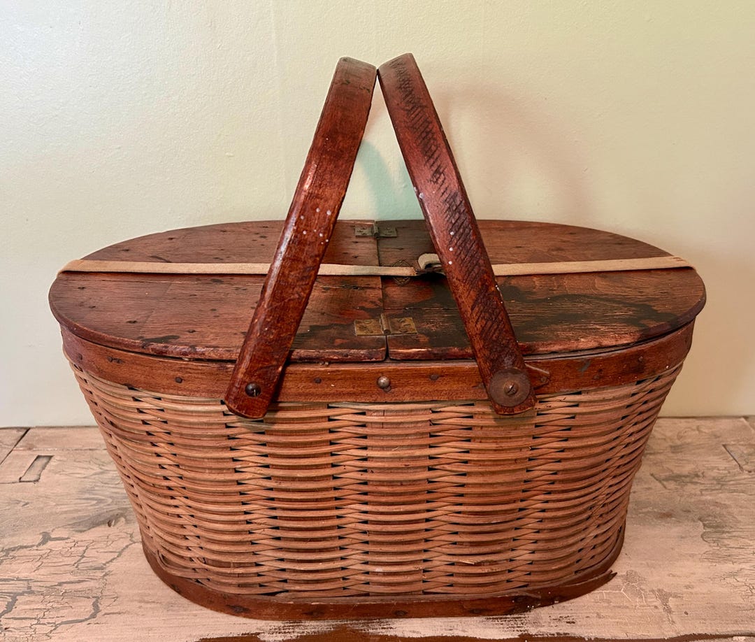 美品　Vintage picnic basket Vintage Picnic Basket, Hawkeye Picnic Basket, Hawkeye Burlington