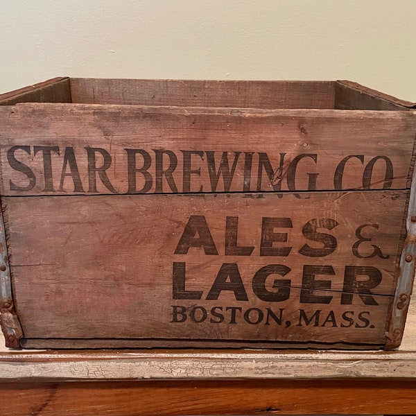 Star Brewing Company, Star, Boston, Wood Crate, Wooden Crate, Beer Crate, Kitchen Storage, Bar Display, Boston Brewery, Lager, Records Box