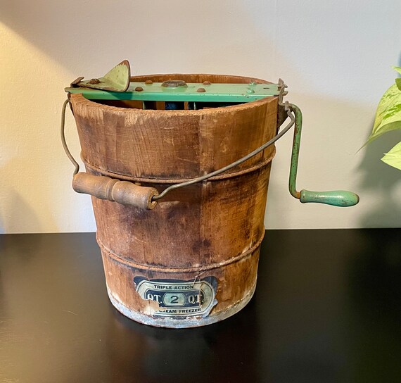 Vintage Ice Cream Maker Wood Ice Cream Maker Antique Wooden Etsy