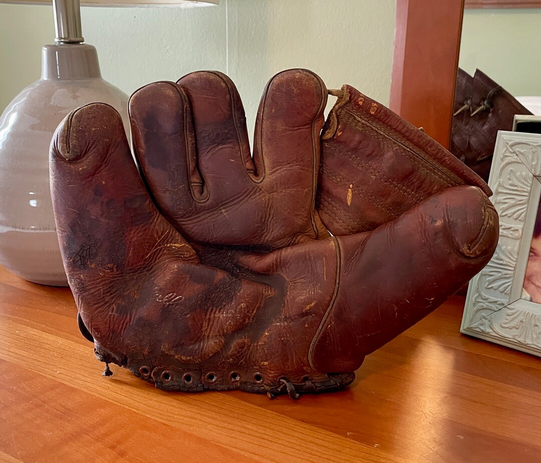 Vintage Baseball Glove, Baseball Mitt, Leather Baseball Glove, Children