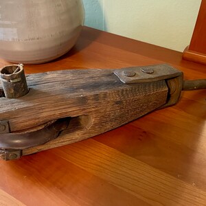 Vintage Wooden Pulley, Block and Tackle, Pulley, Wood Pulley, Hanger, Barn, Farm Wooden Pulley, Nautical Decor, Marine Decor, Tiki Bar