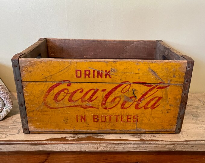 Coca Cola, Vintage Coca Cola Crate, Yellow Coca Cola Crate, Coke Crate